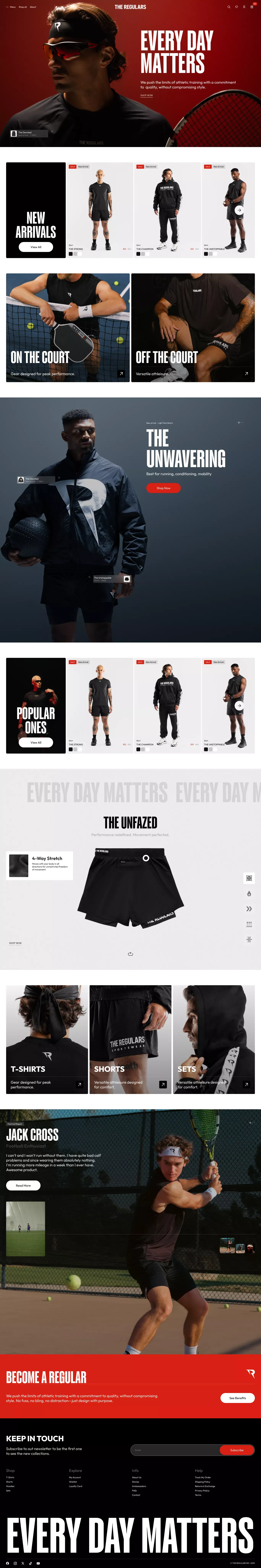 Sportswear Performance Apparel - THE REGULARS - Ecommerce design