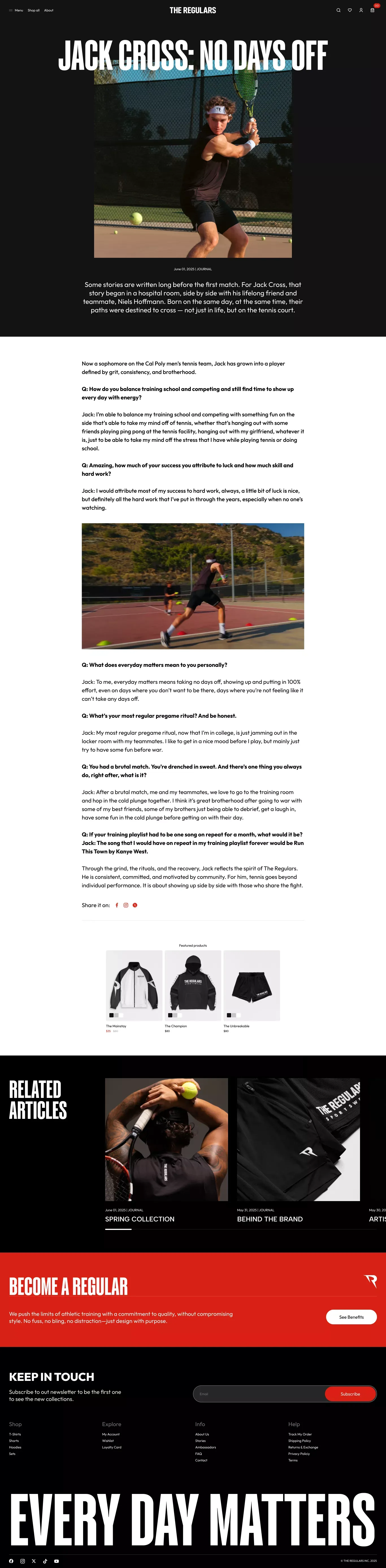 Jack Cross — No Days Off - Blog Post design