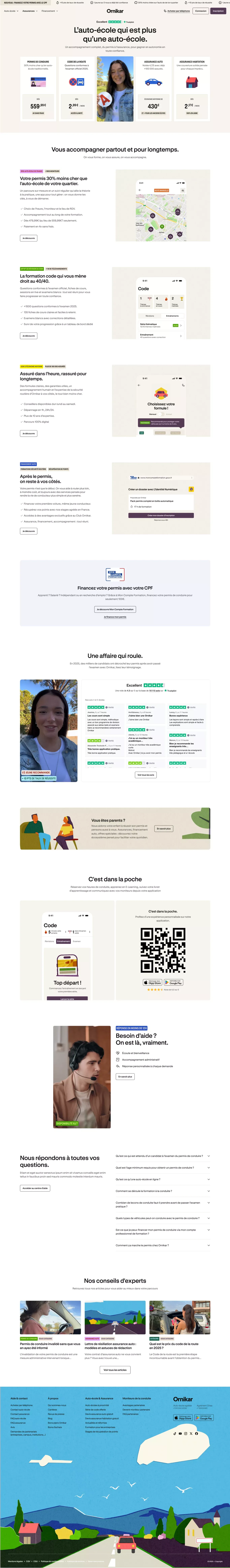 Ornikar : L'auto-école et l'assurance auto nouvelle génération - Landing design