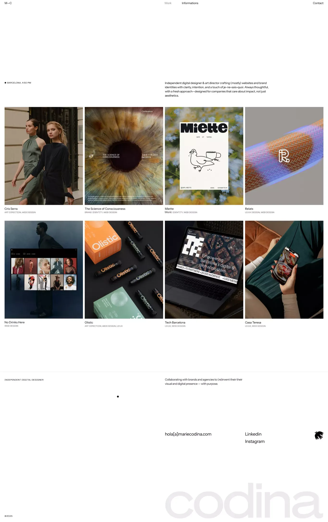 Marie Codina – Digital Designer and Photographer - Portfolio design
