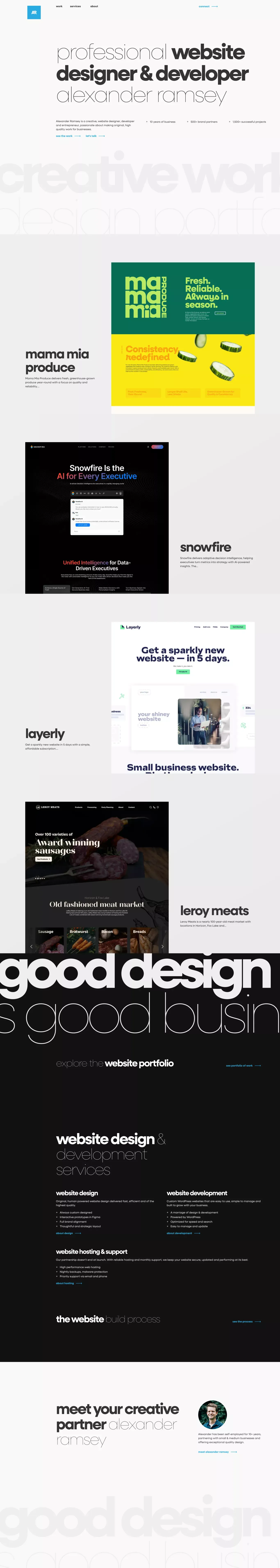 Website Design And Development Agency | Professional Website Services - Portfolio of website designer & developer Alexander Ramsey - Portfolio design