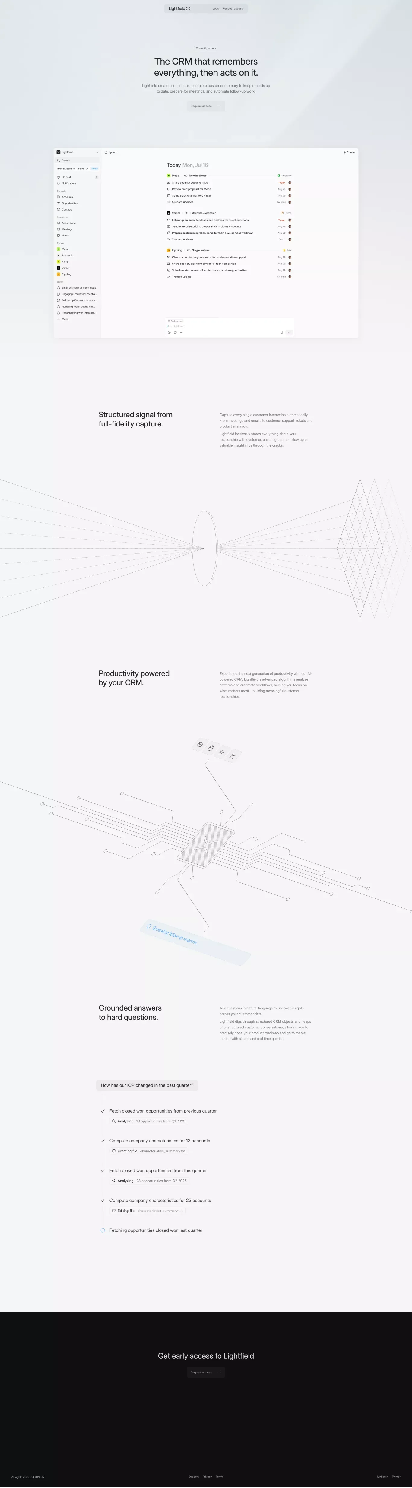 Lightfield - A new kind of CRM - Landing design