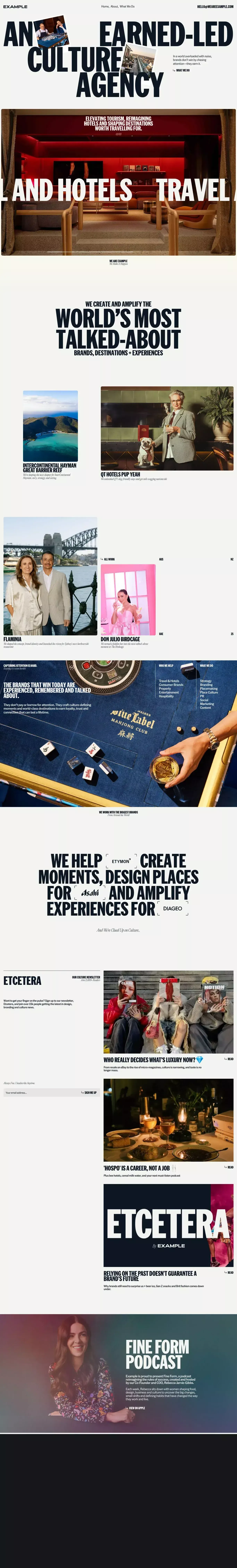 Example | An Earned-Led Culture Agency - Portfolio design