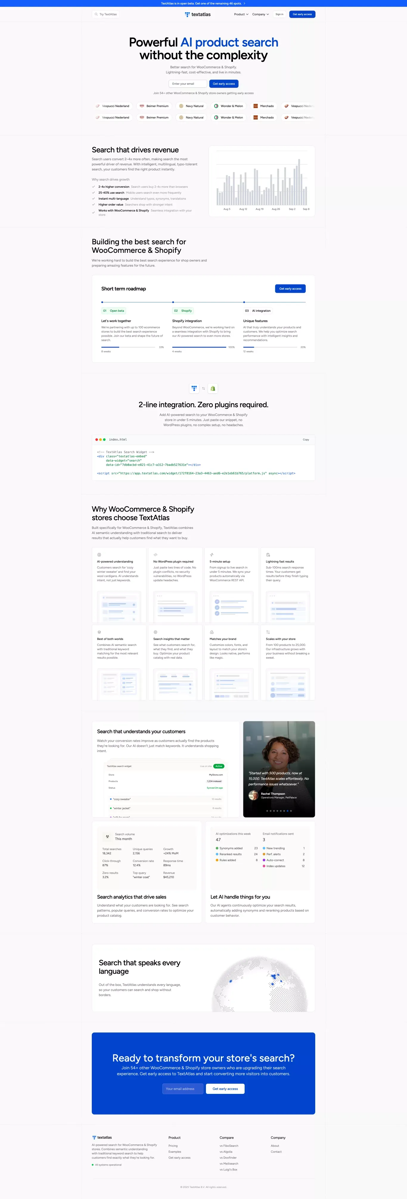 TextAtlas - AI-powered search that drives revenue - Landing design