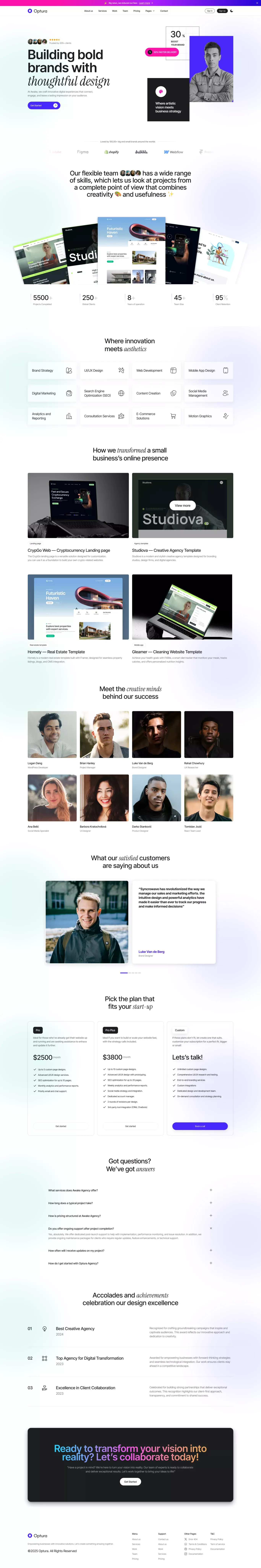Optura – Creative Digital Agency for Modern Brands - Landing design