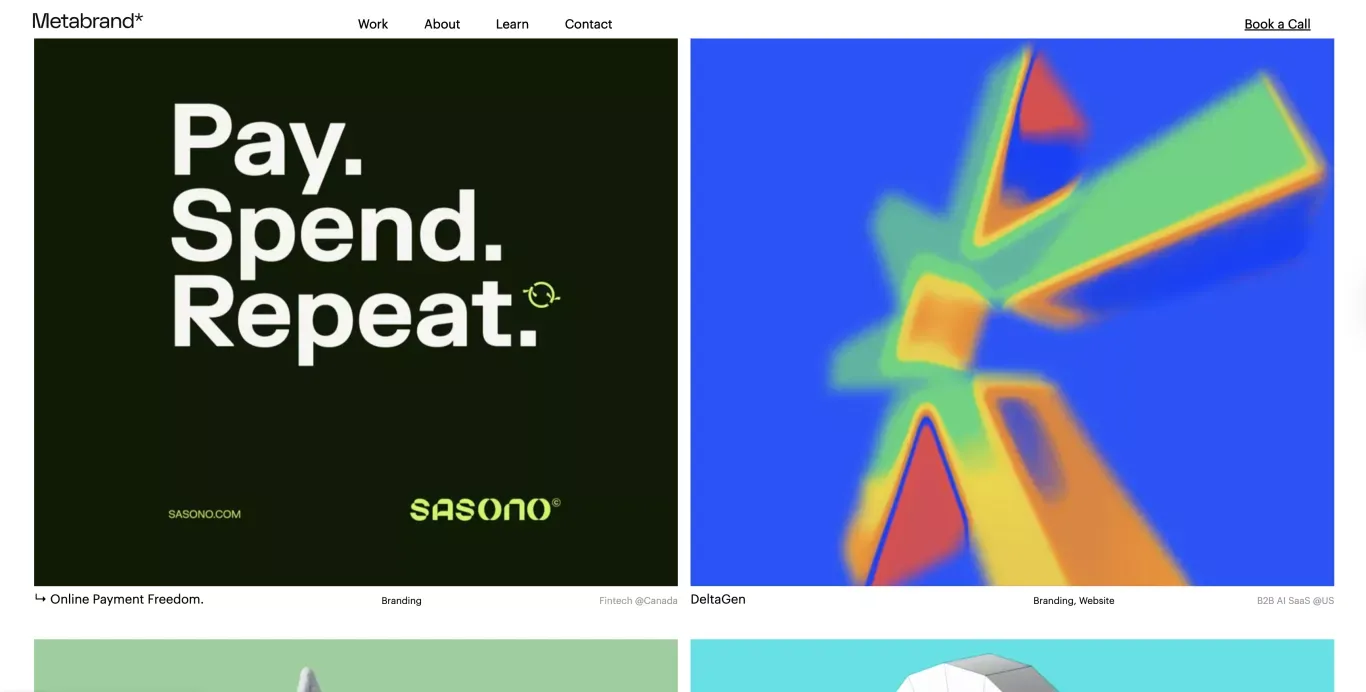 Startup Branding Agency Metabrand - Portfolio design