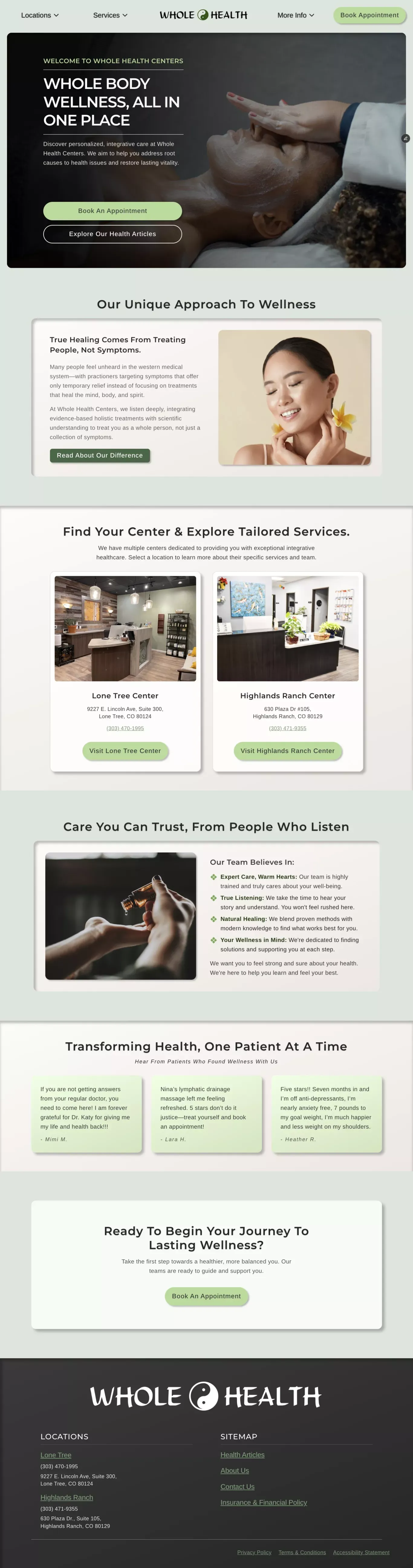 Holistic Healing & Wellness | Whole Health Centers Colorado - Landing design
