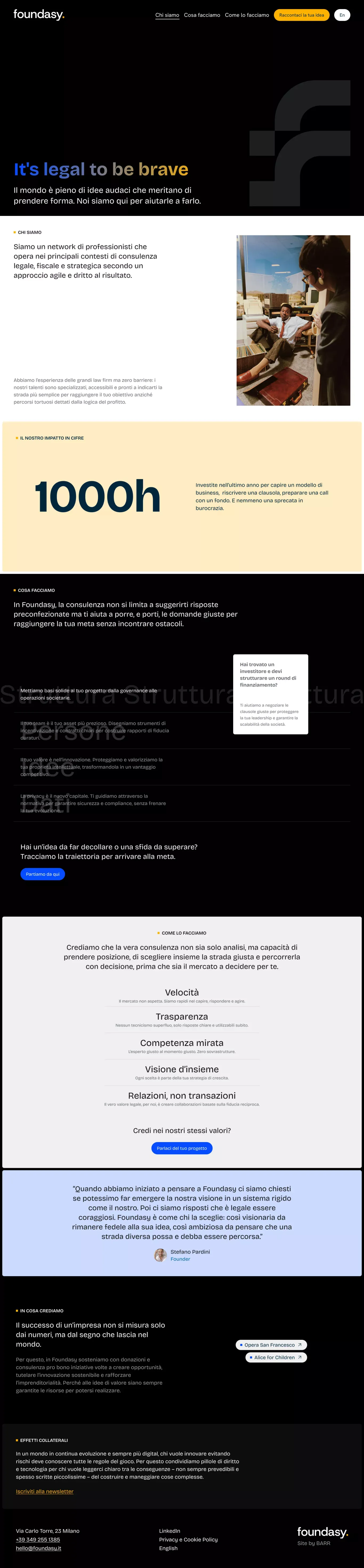 Foundasy - It's legal to be brave - Landing design