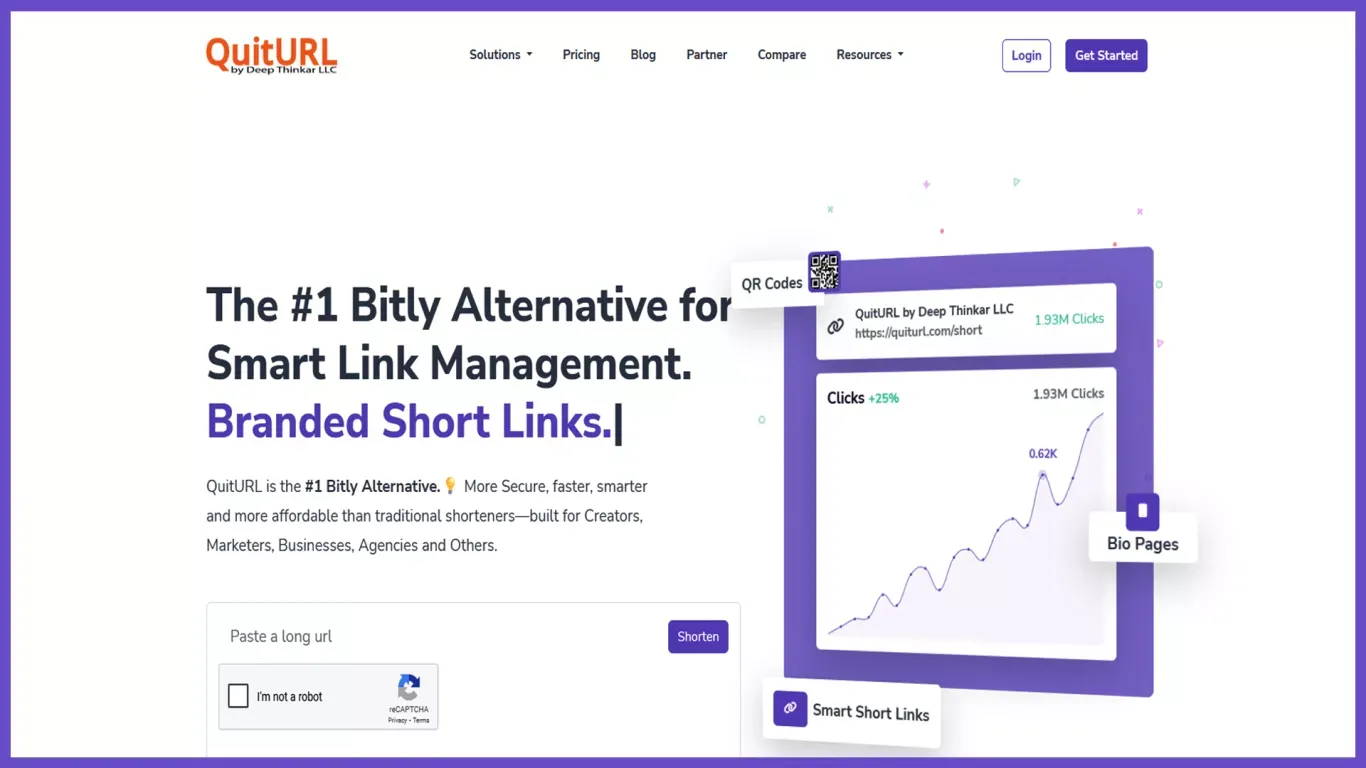 The #1 Bitly Alternative URL Shortener & Link Management Platform - QuitURL - Product listing design