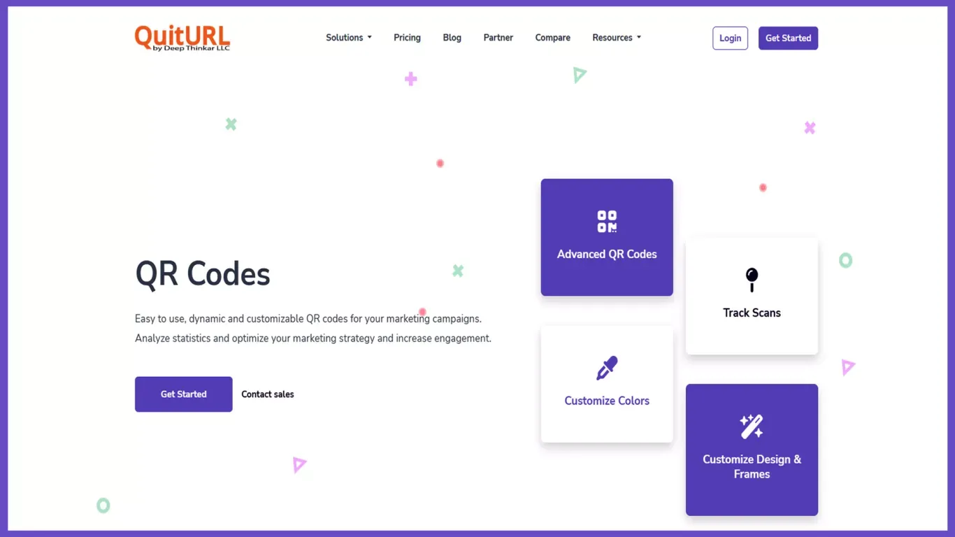 QR Codes - QuitURL - Landing design