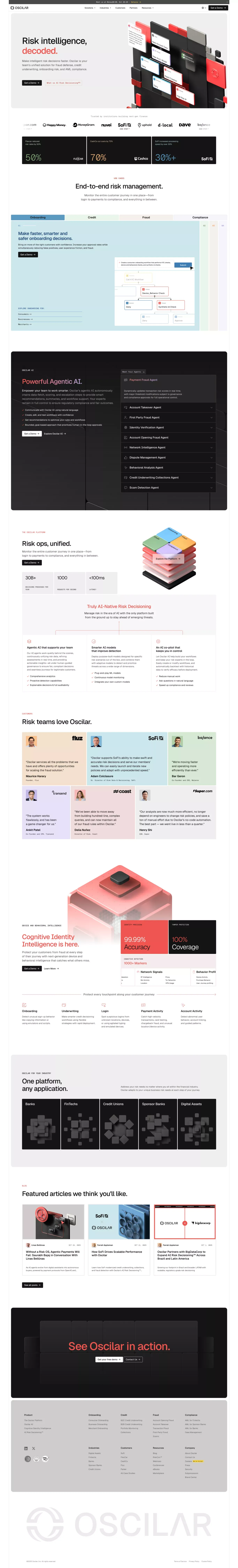 Oscilar - Risk Intelligence Decoded - Landing design