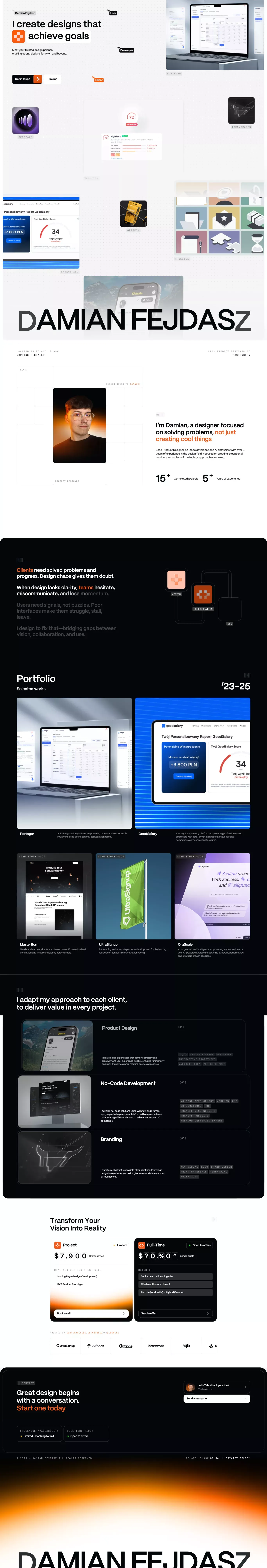 Damian Fejdasz | Product Designer & No-Code Developer Damian Fejdasz - Creating Digital Experiences That Drive Results - Portfolio design