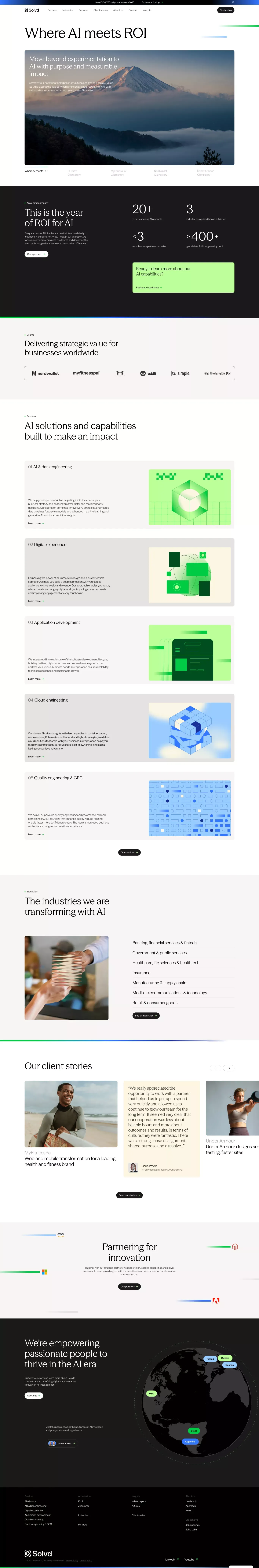 An AI-first advisory and digital engineering firm | Solvd - Landing design