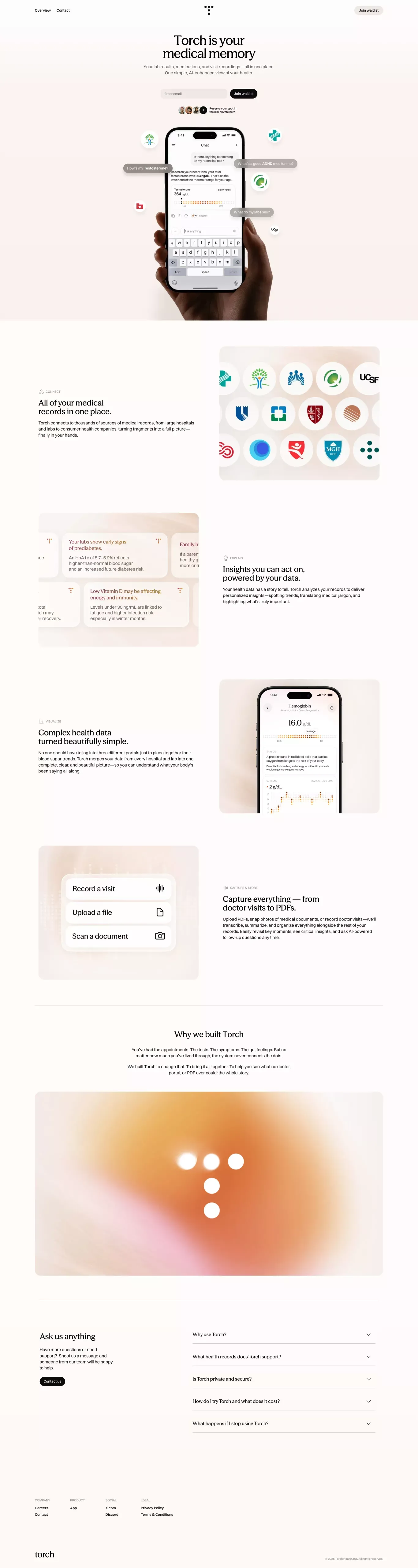 Torch - Track Medical Records - Landing design
