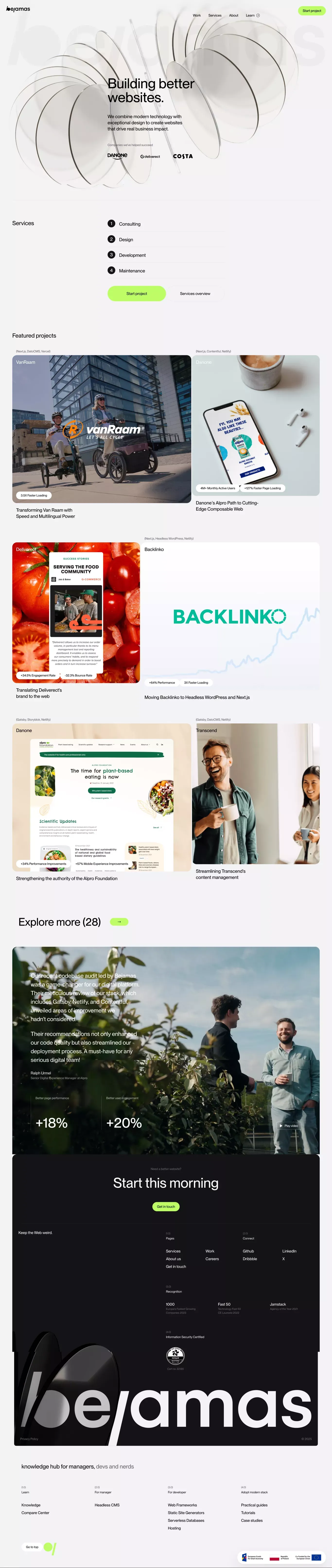 Bejamas: Building better websites - Landing design
