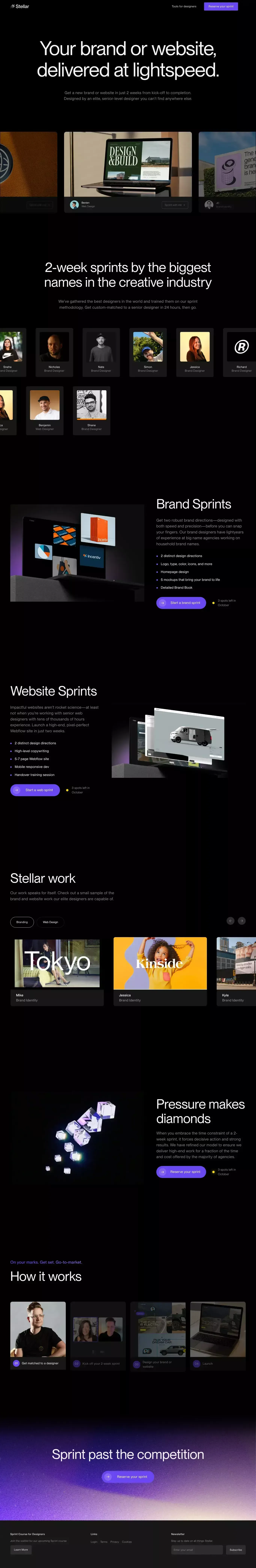 Stellar — Blazing fast design sprints - Landing design