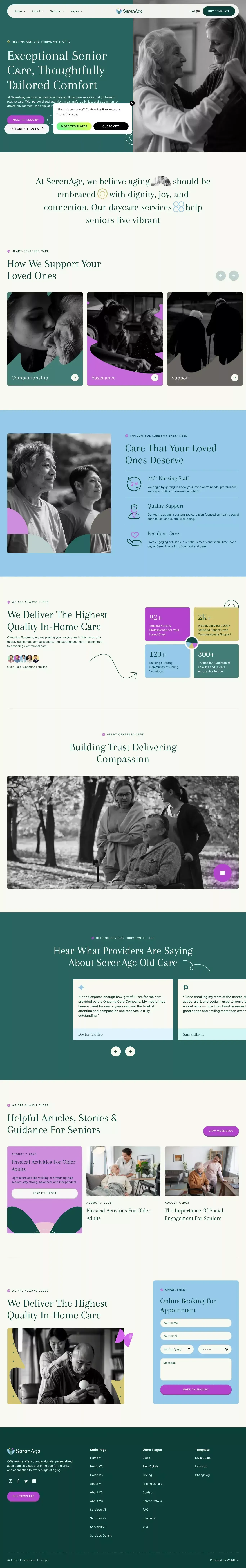 SerenAge - Webflow Website Template - Template design