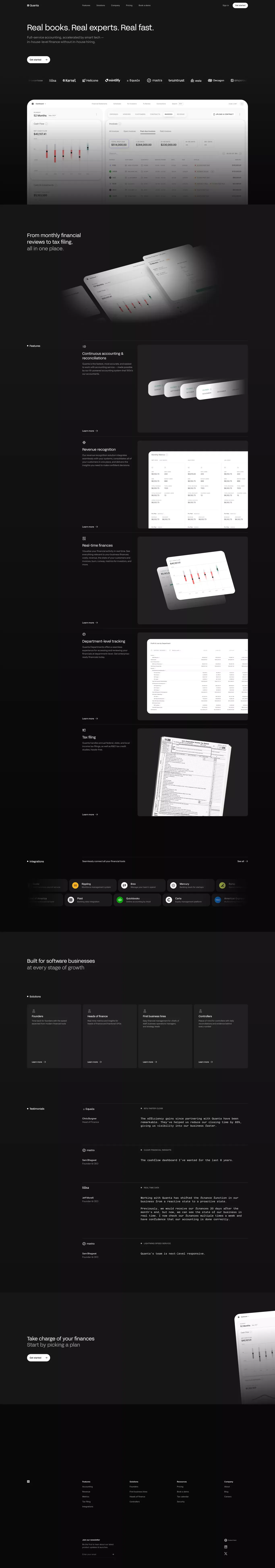 Quanta - Real-time accounting, purpose-built for software companies. - Landing design