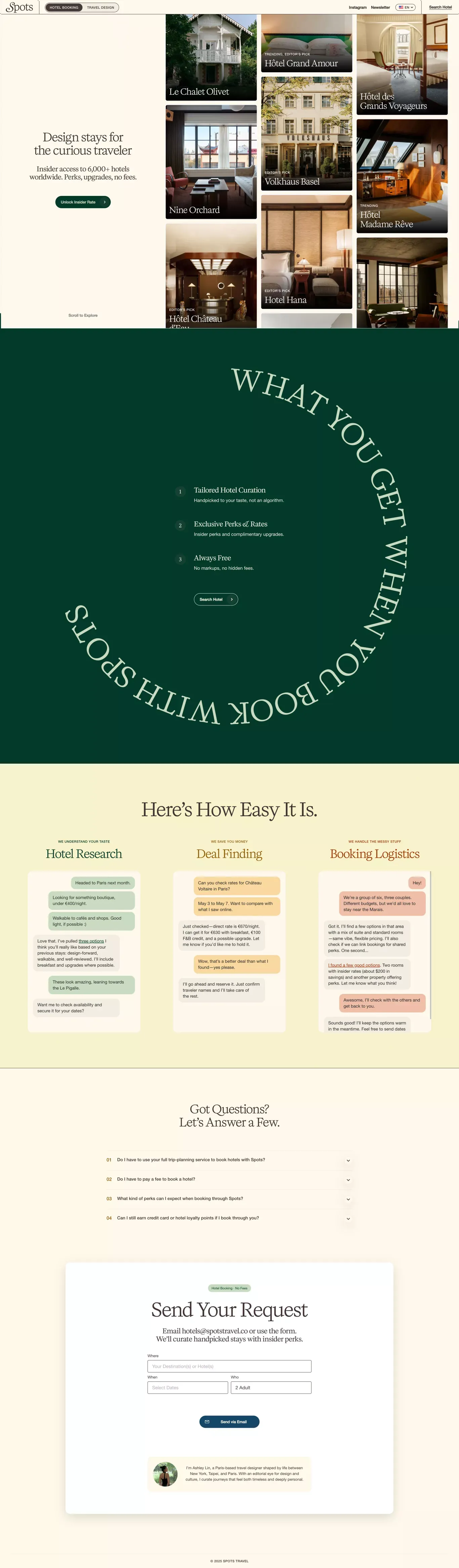 Hotel Booking | Spots Travel - Landing design