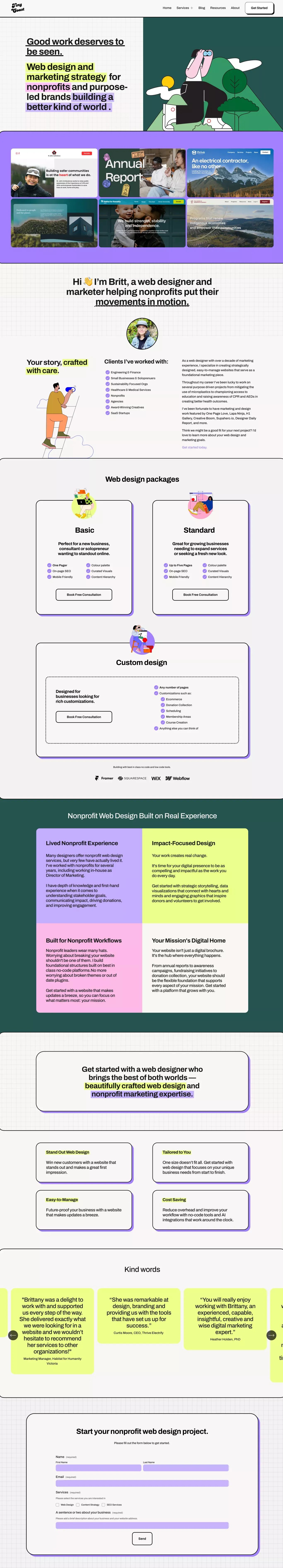 Nonprofit Web Design | Beautiful, Easy-to-Manage Websites for Purpose Driven Brands  — Squarespace Web Designer and SEO Services | Tiny Coast Digital - Landing design