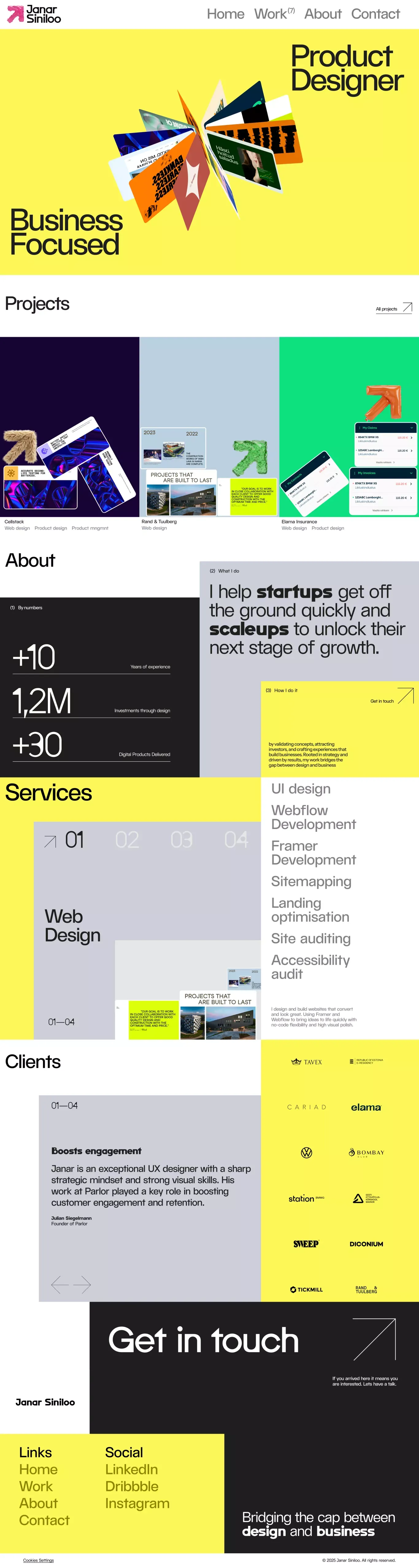 Janar Siniloo Product Designer - Portfolio design