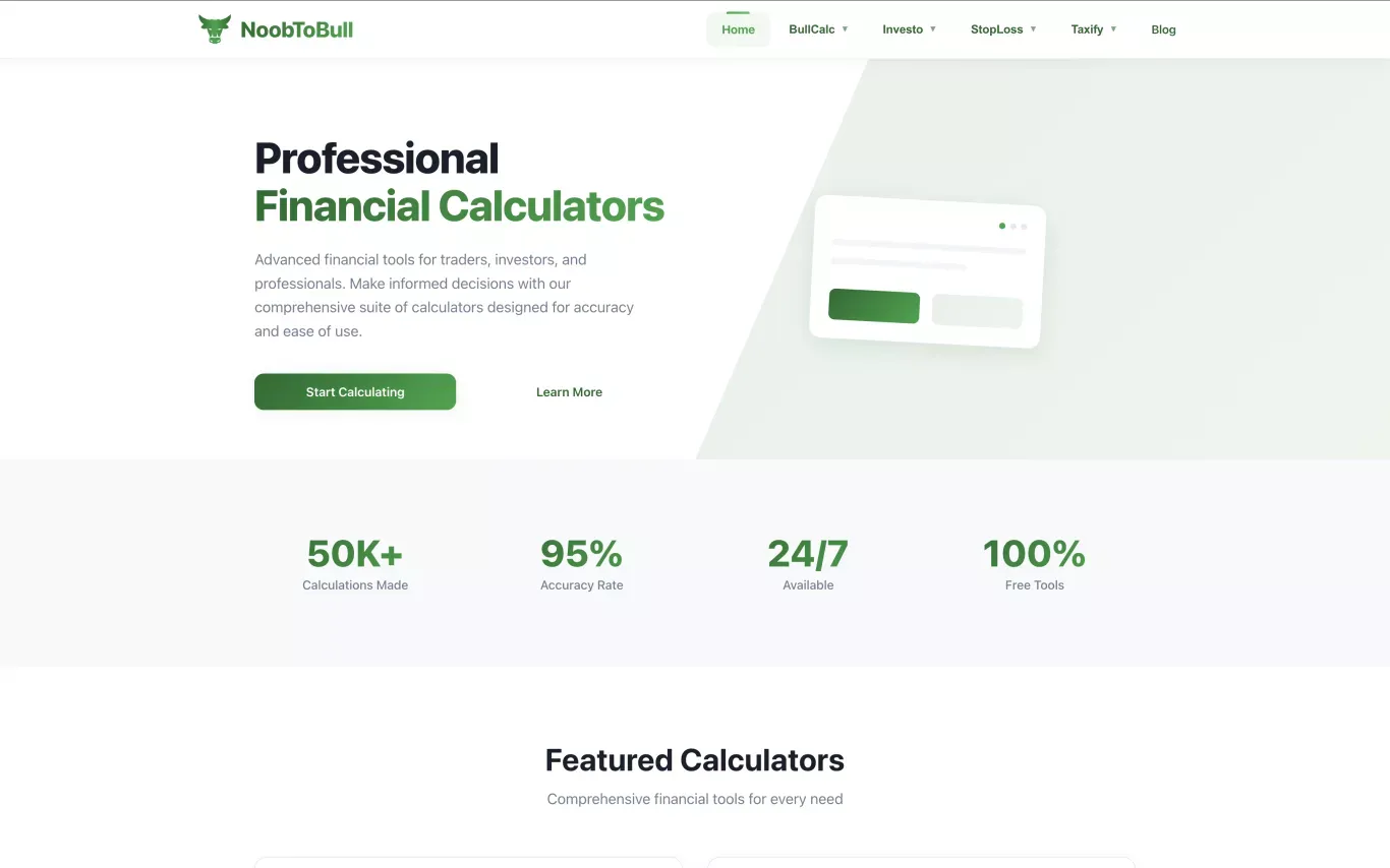 NoobToBull.com - Free Stock Market Tools & Calculators - Portfolio design