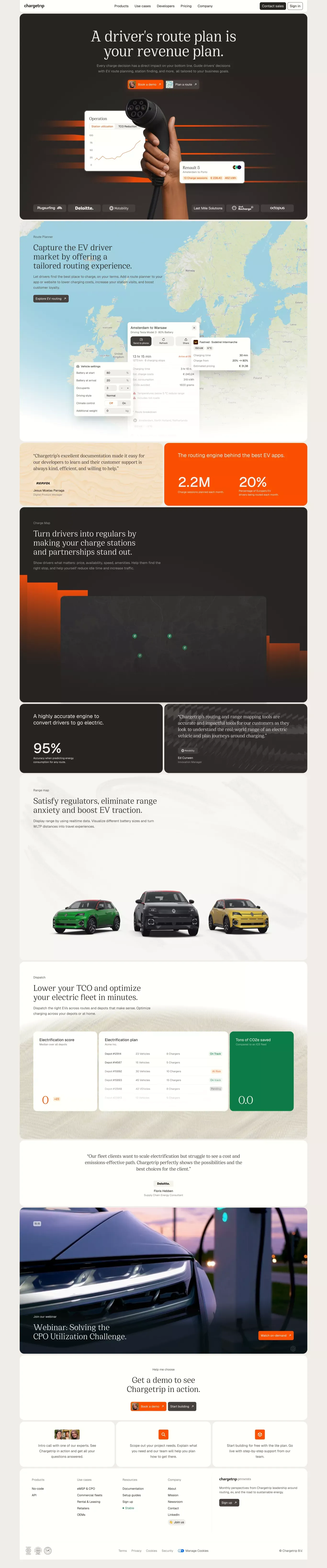 Chargetrip EV routing | Routing revenue - Landing design