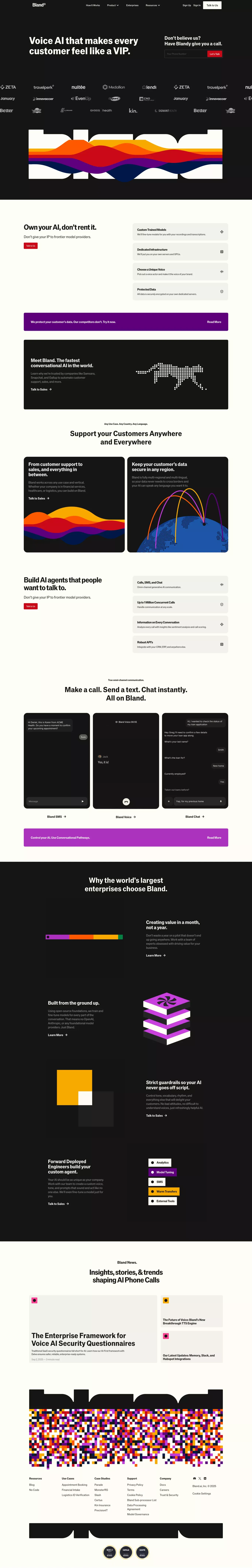 Bland AI | Automate Phone Calls with Conversational AI for Enterprises - Landing design