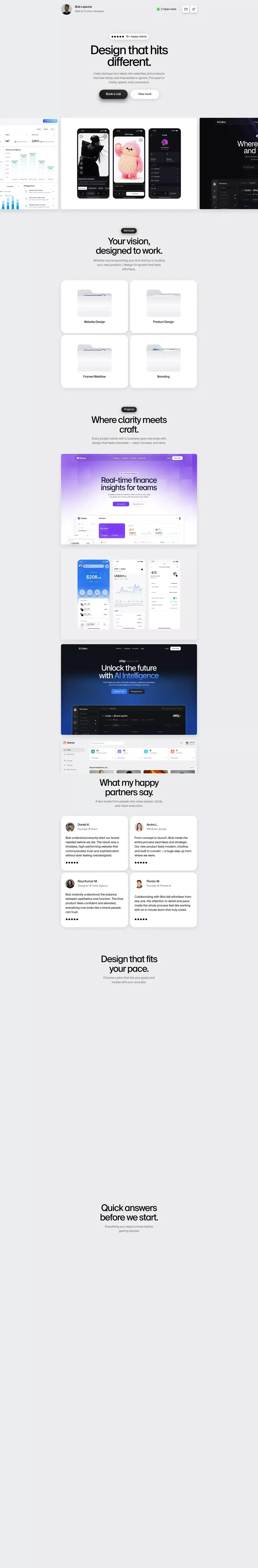 Bob Lejeune | Product and web designer - Portfolio design