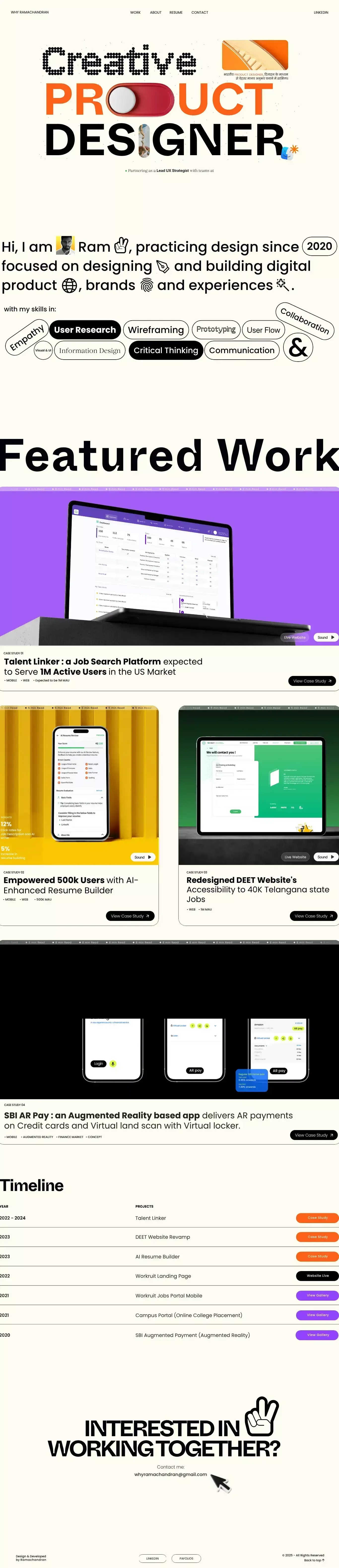 Ramachandran - Product Designer - Portfolio design