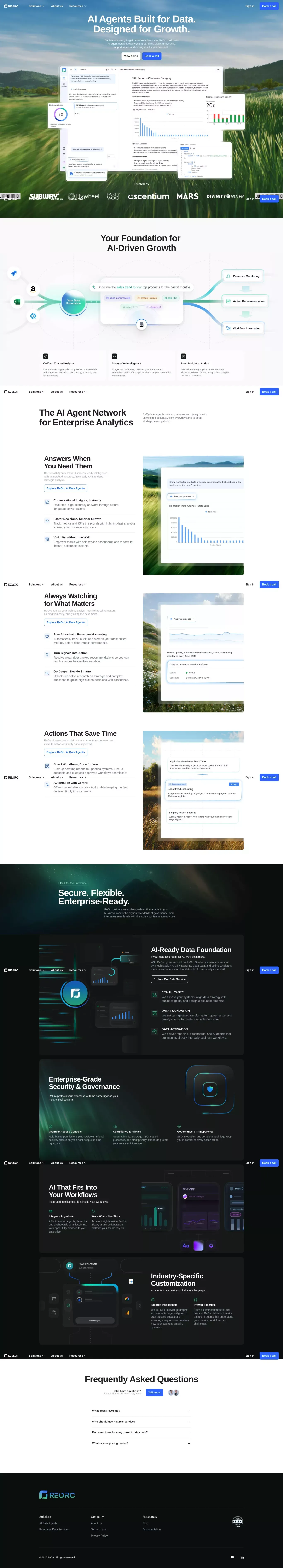 ReOrc | AI Agents Built for Data. Designed for Growth. - Product page design