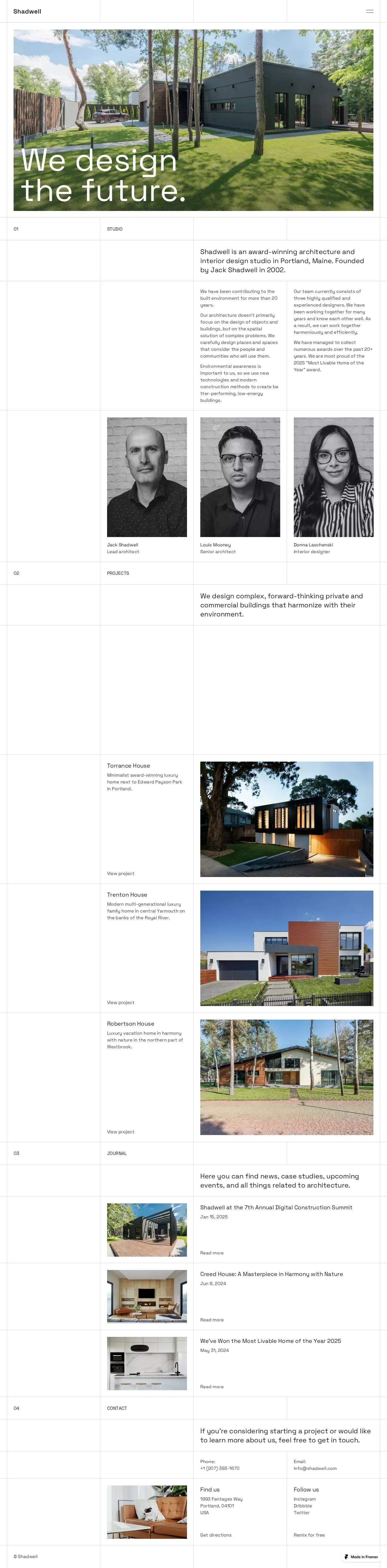 Shadwell - Architecture Framer Template - Template design