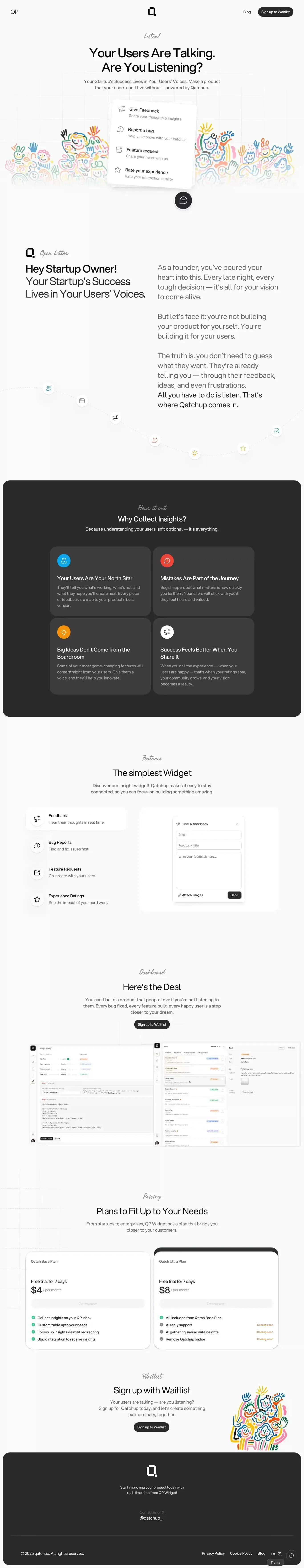 qatch up with your product! - Landing design