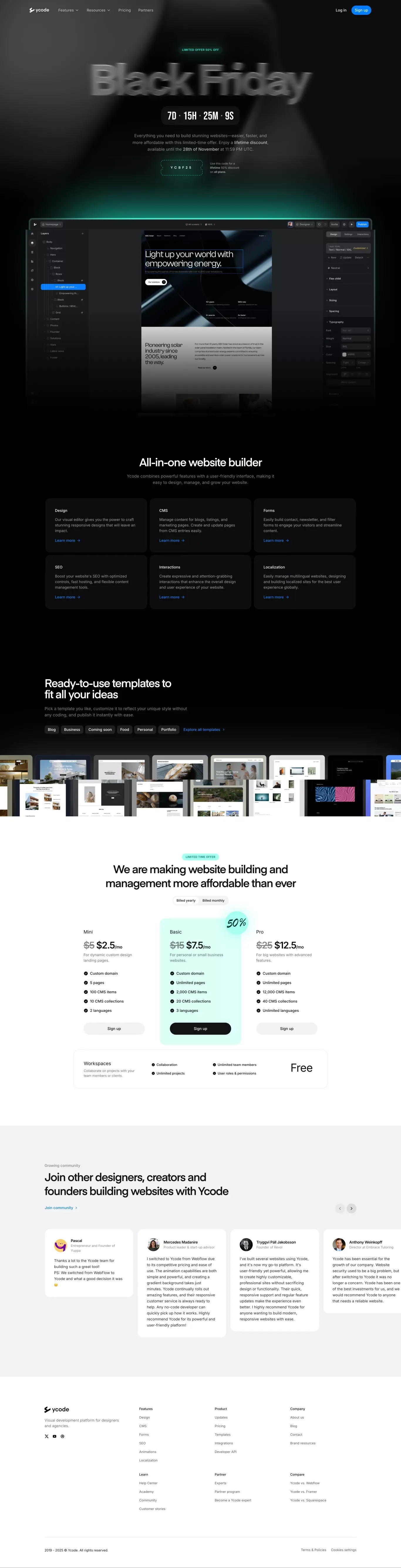Black Friday Sale: Build Professional Websites with Ease - Landing design