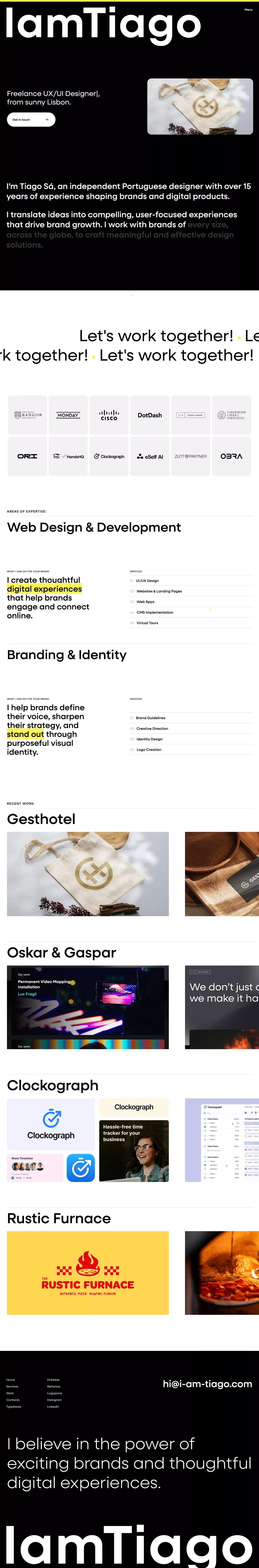 IamTiago - Freelance UX/UI and Brand Designer - Portfolio design