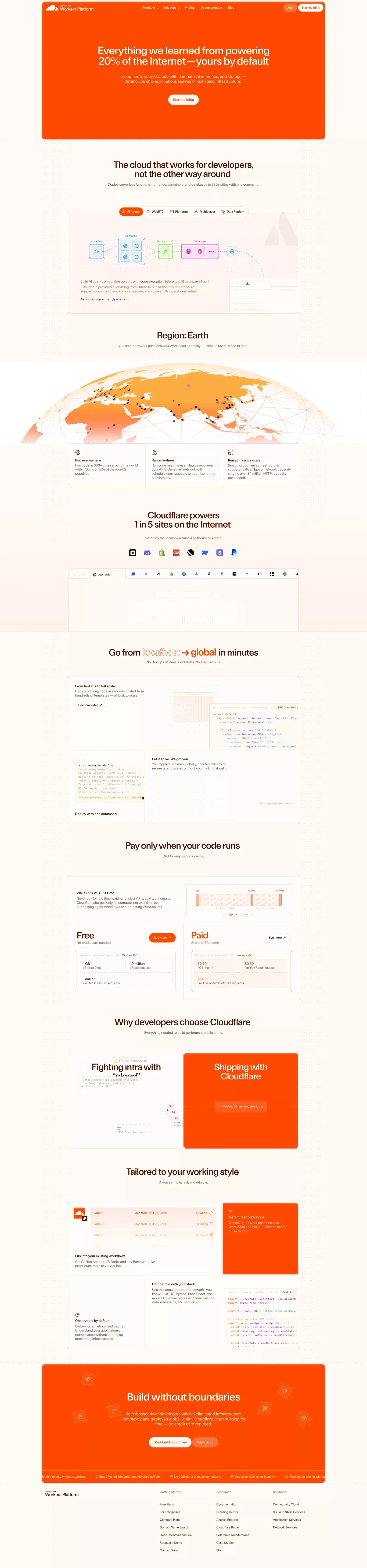 Cloudflare Workers AI - Edge AI Inference Platform - Landing design