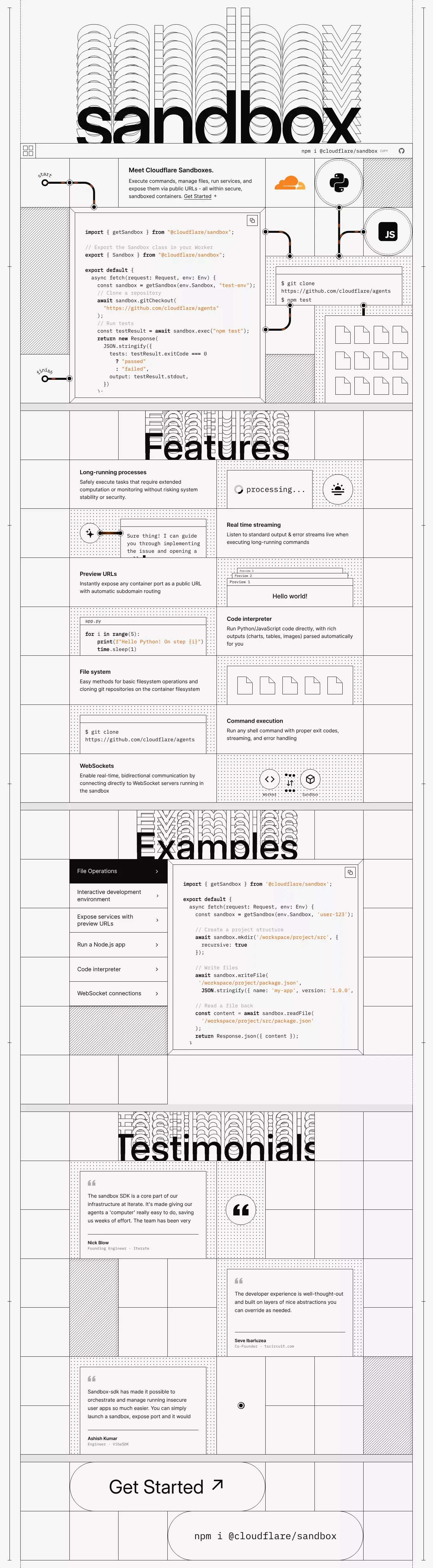 Sandbox SDK - Landing design