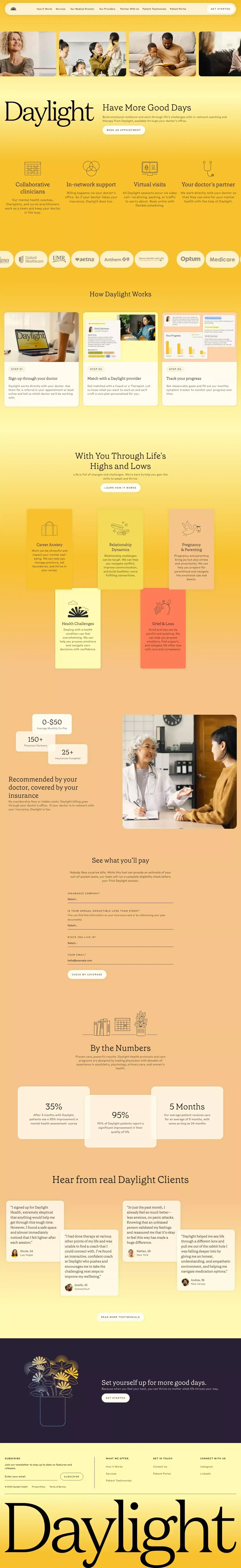 Daylight Health - Landing design