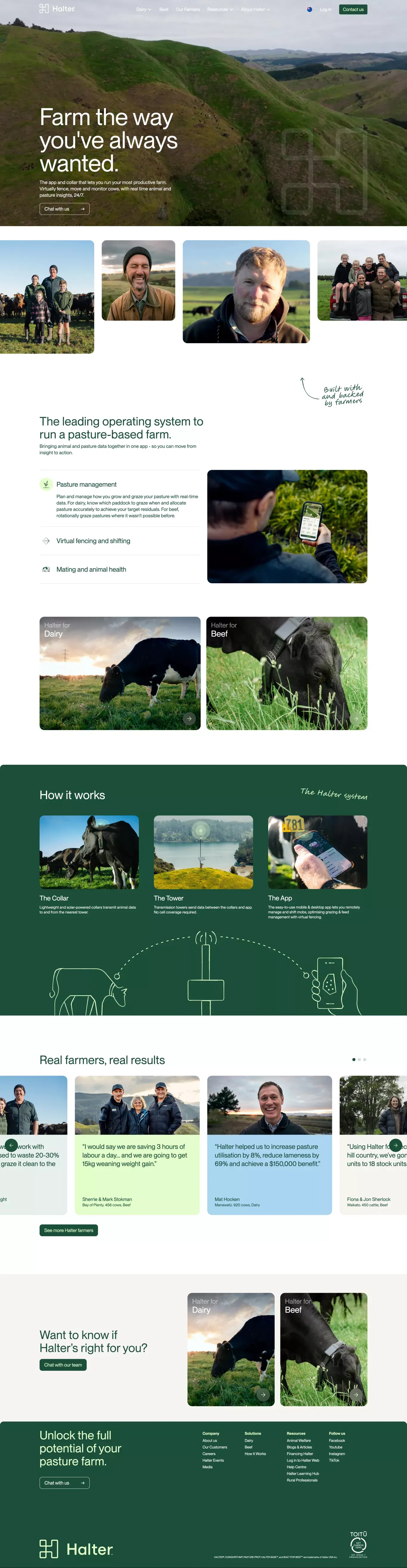 Halter® | Virtual Fencing and Pasture Management - Landing design
