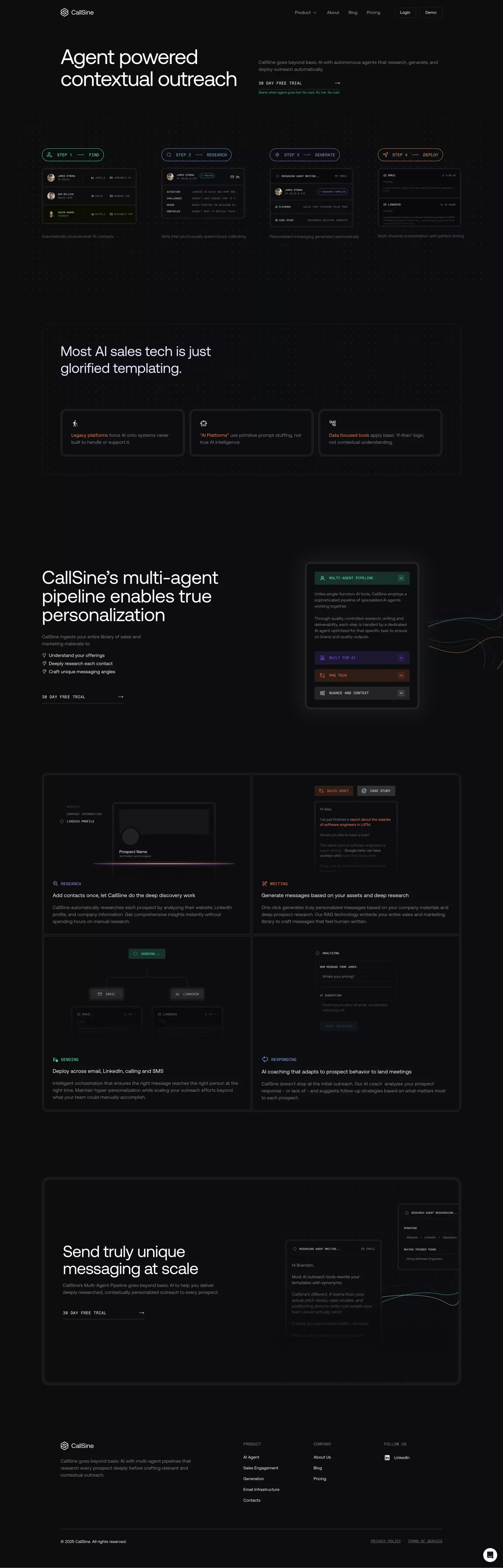 CallSine - Landing design
