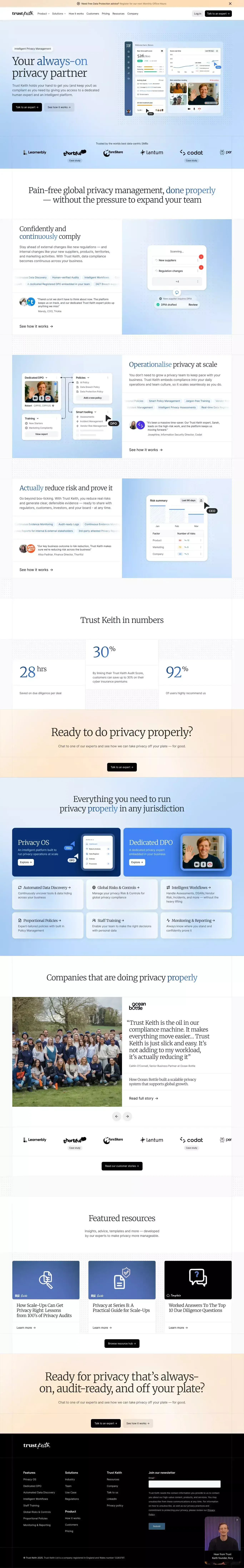 Trust Keith · The Expert Data Protection Service - Landing design