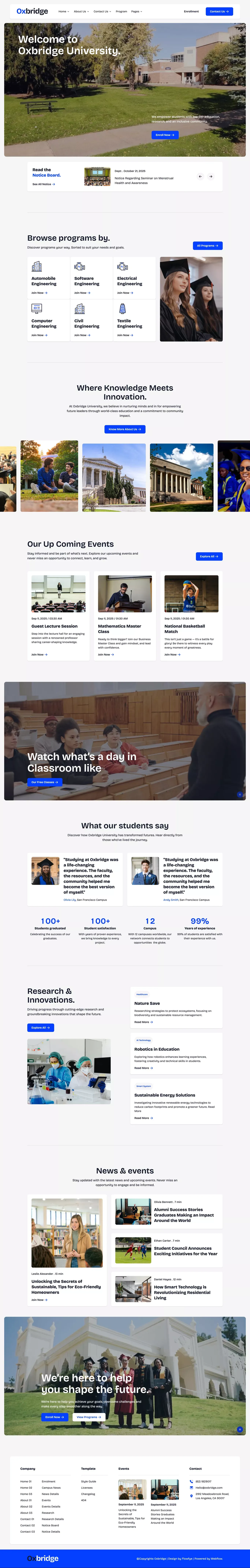Oxbridge - Webflow HTML website template - Template design