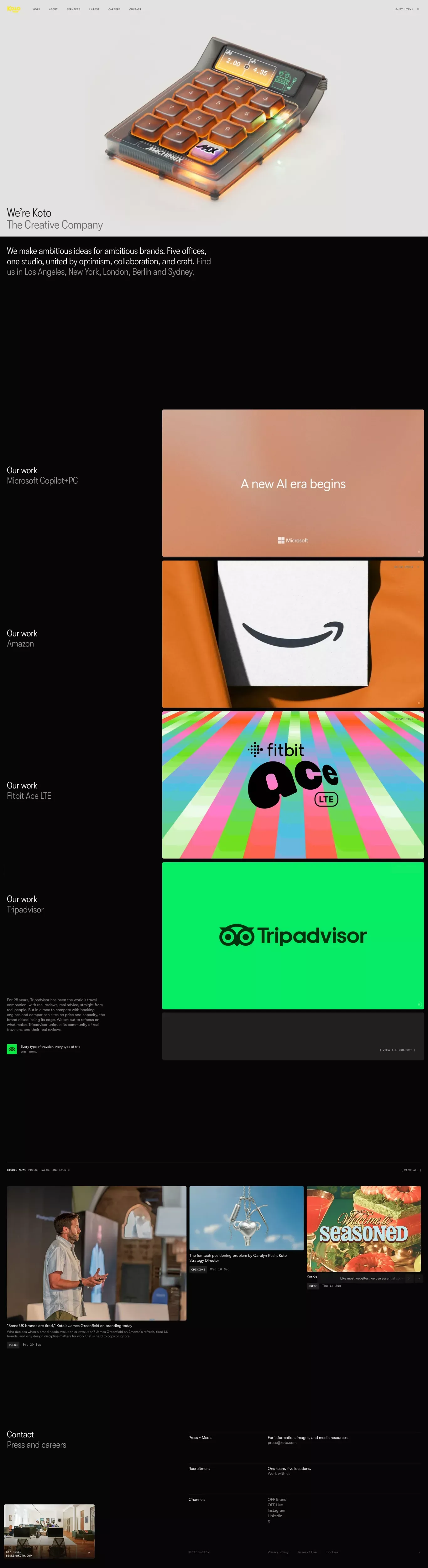 Koto, an international creative agency building impactful brands - Portfolio design