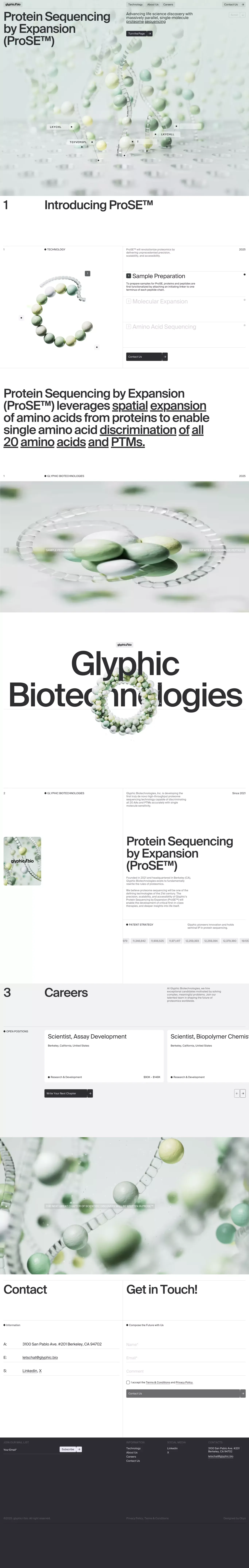 Glyphic Biotechnologies – Next Generation Protein Sequencing - Landing design