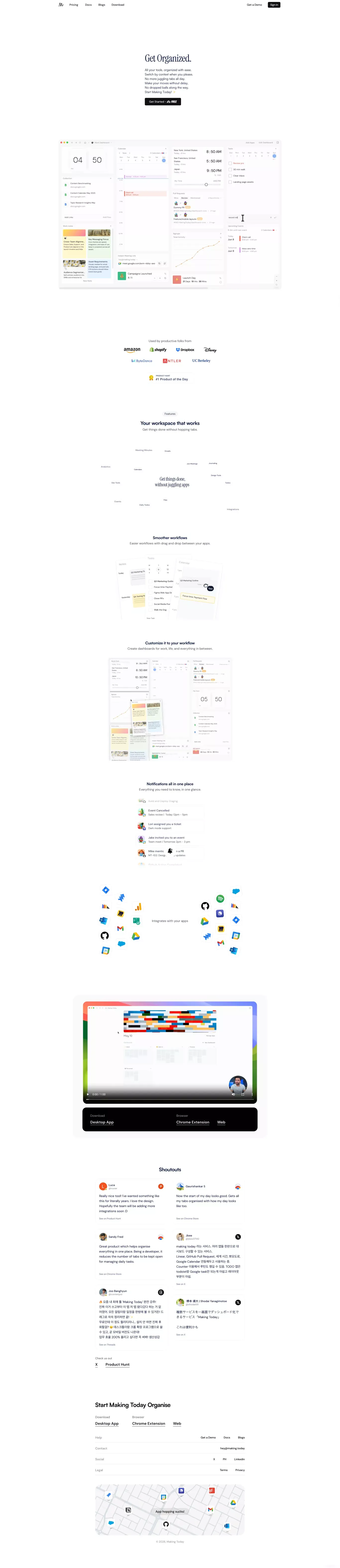 Making Today - Work Smarter, Not Scattered - Landing design