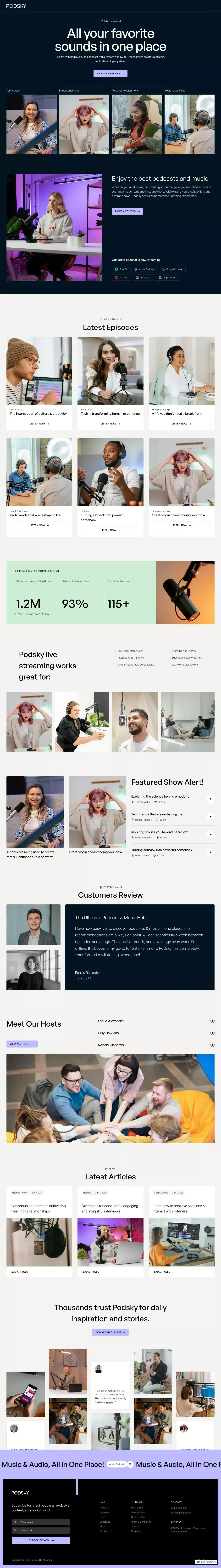 Podsky - Webflow HTML website template - Template design