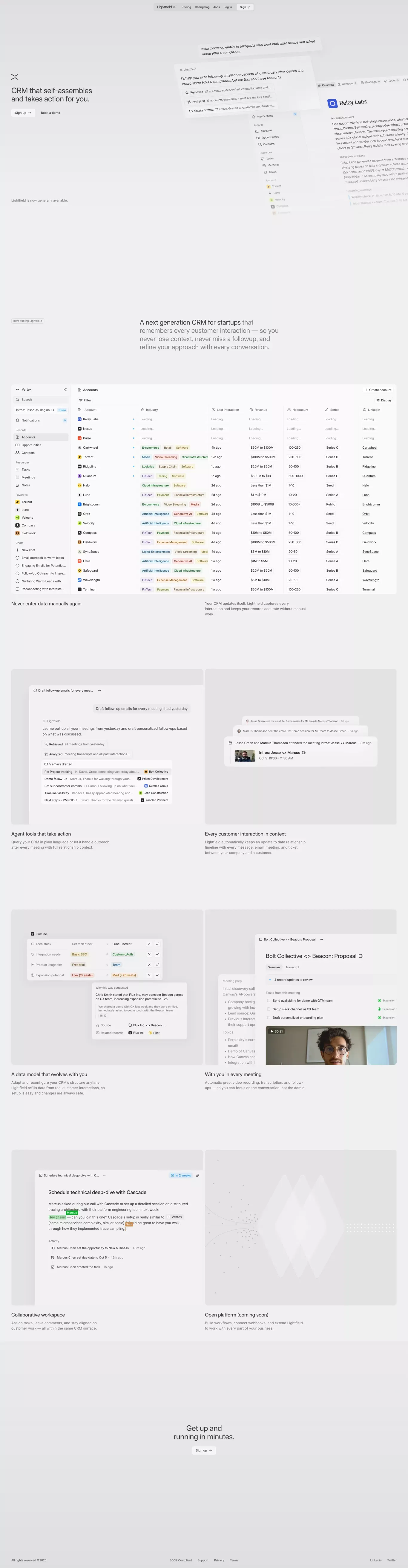 Lightfield - A new kind of CRM - Landing design