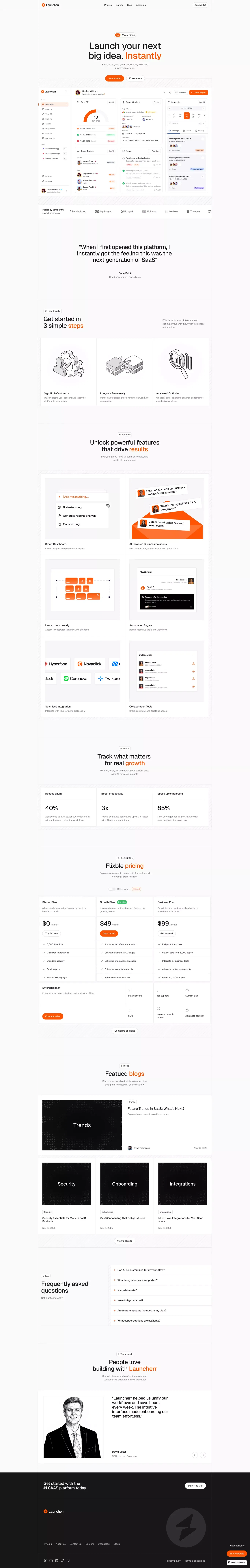 Launcherr - Framer premium SAAS website kit - Template design