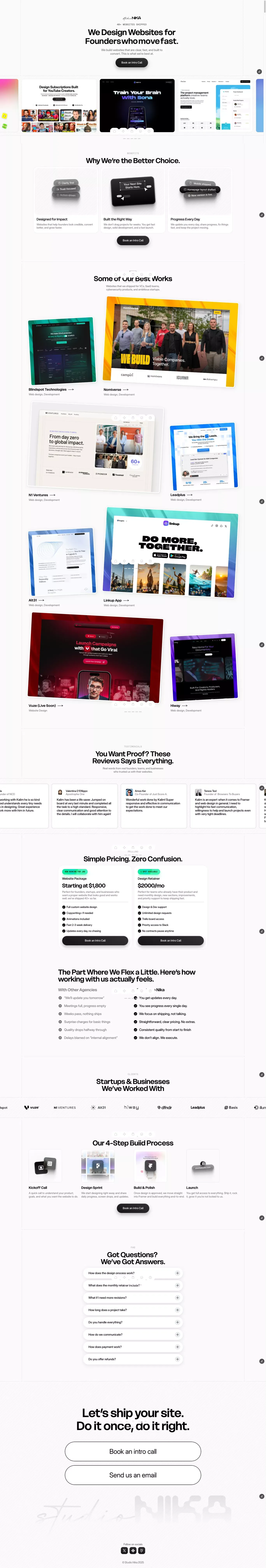 Studio Nika | We Design & develop websites in Framer - Landing design