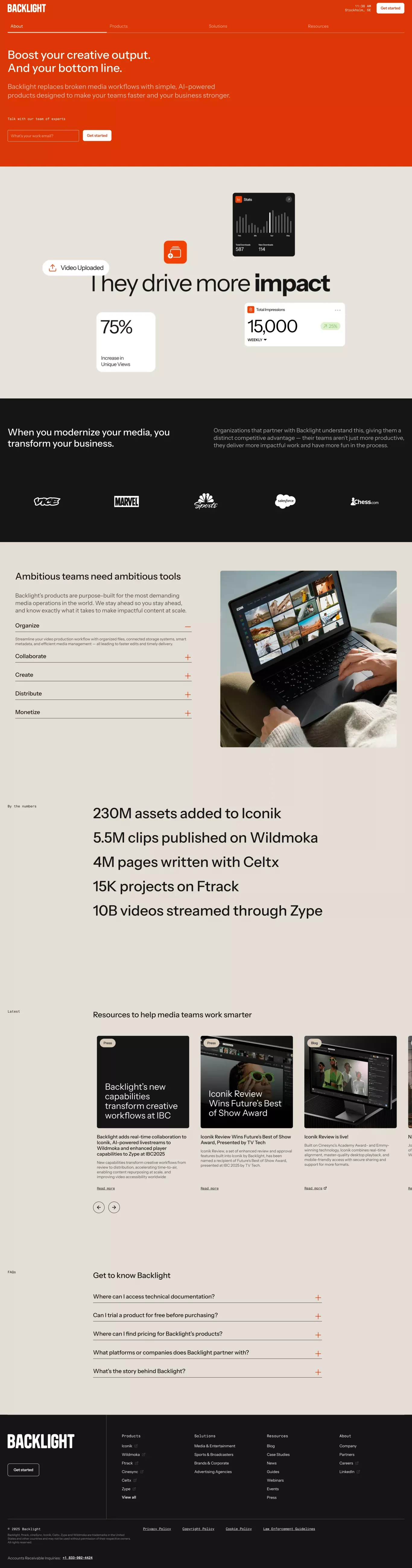 AI-powered software for managing and monetizing media - Landing design